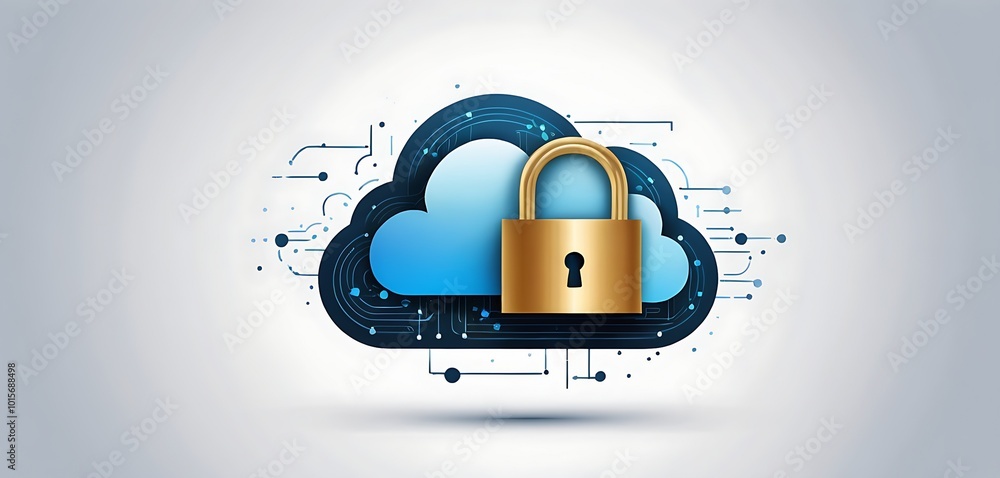 Poster cybersecurity assurance: abstract representation of cloud security services and data protection