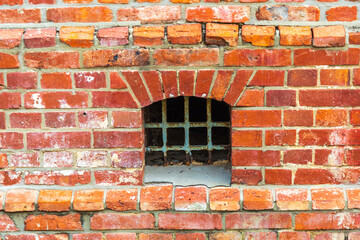 Seodaemun Independence Park, Seodaemun-gu, Seoul, Korea - Spring 9, 2019:  Brick wall of Seodaemun Prison, Korea's first prison with modern facilities, built in 1908. 