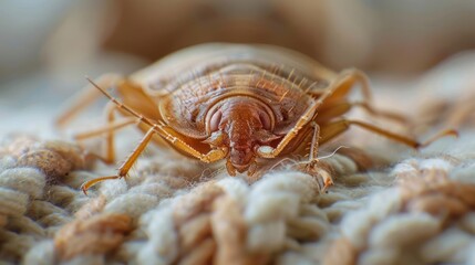 a close up of a bed bug on a bed