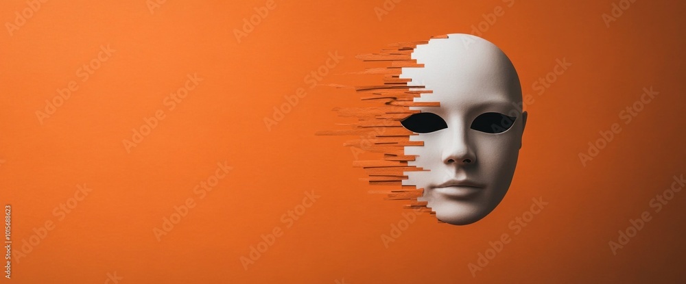 Poster exploring identity and perception the concept of masks in modern art
