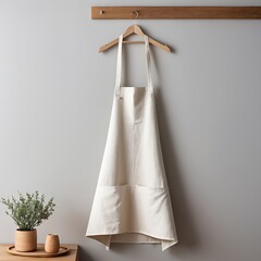 A Crisp White Apron with a Single Pocket on Display