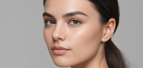 Naklejka premium An Elegant Profile Highlighting Flawless Skin and Natural Elegance