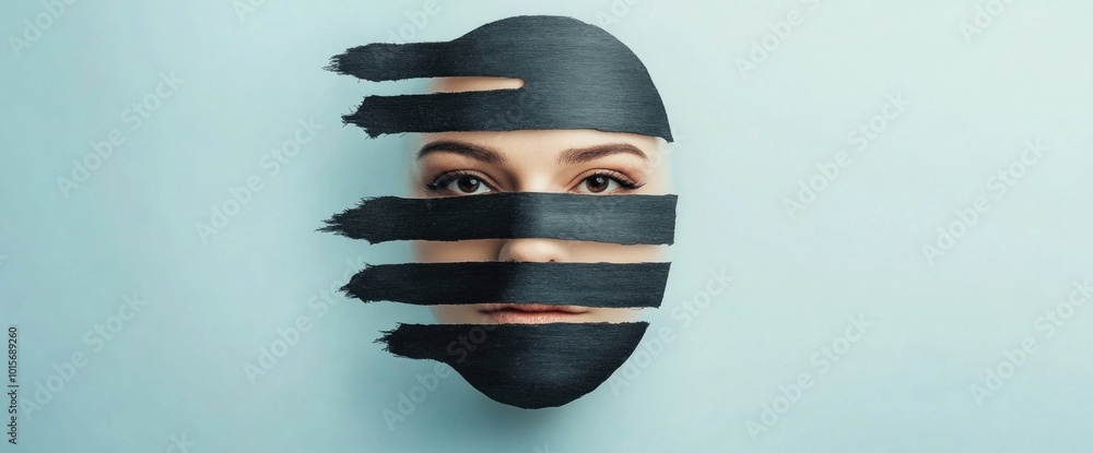 Aufkleber exploring identity and perception through artistic face design and creative expression