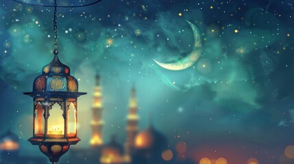 Ramadan Lantern and Crescent Moon