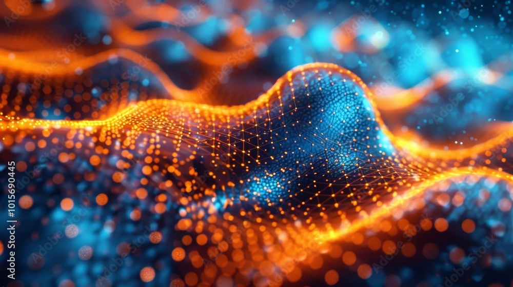 Poster modern nanotechnology background with nano-pores and nano-scale imaging technologies