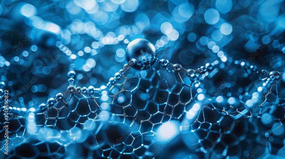 Poster modern nanotechnology background with nano-pores and nano-scale imaging technologies