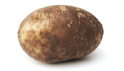 Fototapeta premium A Single Brown and Yellow Potato With Dirt