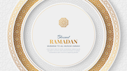 Ramadan Kareem elegant Islamic backdrop background with arabesque border and patterns