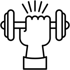 Strength Icon. Empowerment Strong Hand Pictogram Graphic Illustration. Isolated Simple Line Icon For Infographic, App and Web Button.