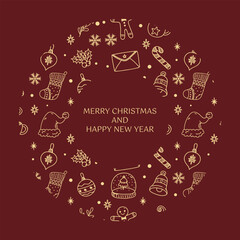 A collection of Hand drawn flat business christmas cards template 