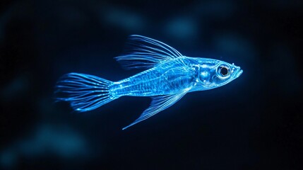 Fototapeta premium Glowing Lanternfish Swimming Gracefully in Darkness