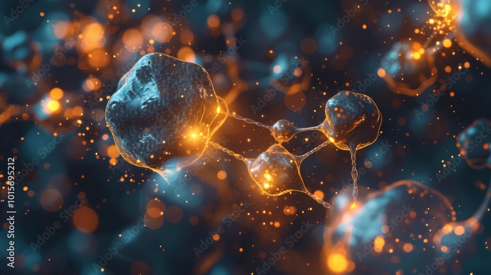 Aufkleber abstract nanotechnology background with nano-particles and molecular structures