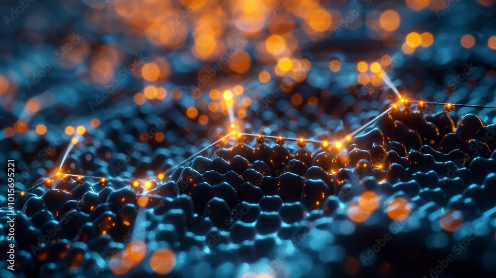 Aufkleber abstract nanotechnology background with nano-particles and molecular structures