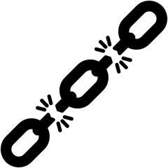 Weakness Icon. Broken Chain Link Pictogram Graphic Illustration. Isolated Simple Solid Icon For Infographic, App and Web Button.