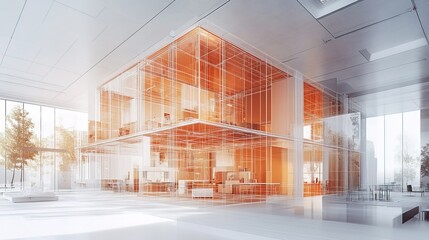 Fototapeta premium BIM design for architectural wireframes 
