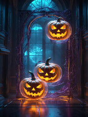 Transparent Halloween pumpkin neon light 