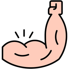 Strength Icon. Empowerment Strong Hand Pictogram Graphic Illustration. Isolated Simple Filled Line Icon For Infographic, App and Web Button.