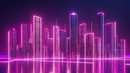 Neon Metropolis: A Futuristic Cityscape of Glowing Towers