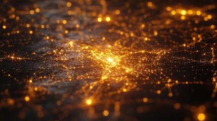 Abstract Golden Network with Blurry Lights