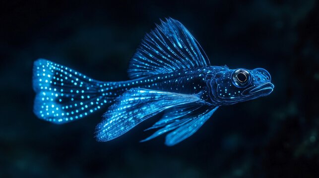 Glowing Black Dragonfish Swimming Gracefully