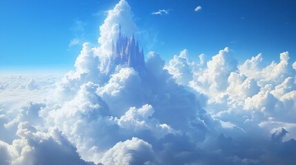 Naklejka premium Majestic Cloud Formation Resembling a Castle in the Sky