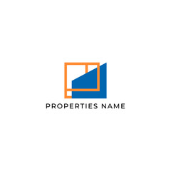 ILLUSTRATION BLUE ORANGE COLOR HOME. BUILDING ARCHITECTURE SIMPLE MINIMALIST LOGO ICON DESIGN VECTOR. GOOD FOR REAL ESTATE, PROPERTY INSDUSTRY