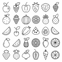 Variety of Fruits and Vegetables Vector for Nature-Themed Graphics
