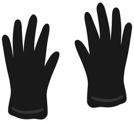 Vector icon cartoon black rubber medical glove isolated on white background.