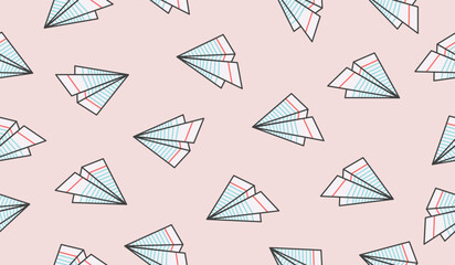 Cute paper planes pattern background vector design