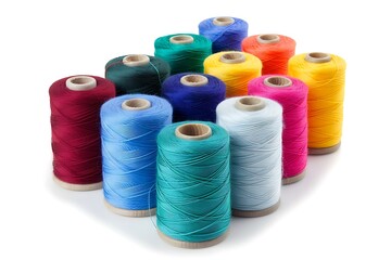 Thread spools on white background