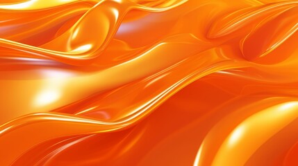 A captivating close-up of vibrant orange metallic waves flowing in smooth, dynamic motion. The reflective surface and vivid color create a modern and energetic abstract design, perfect for backgrounds