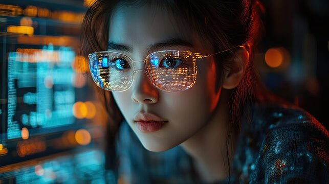 A student engages with a laptop, exploring holographic technology and software development research on a university campus.