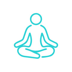 Healing inner peace icon featuring a meditating figure in light blue
