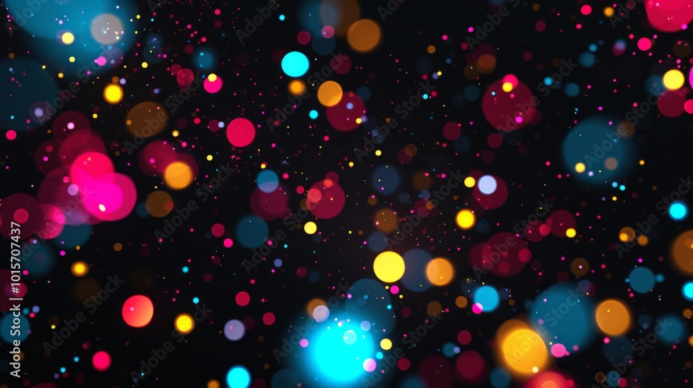 Aufkleber an enchanting display of multicolored bokeh lights illuminating a dark background. the soft, defocus