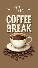 Vintage coffee illustration with cup and coffee beans