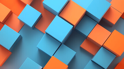 Geometric arrangement of blue and orange cubes