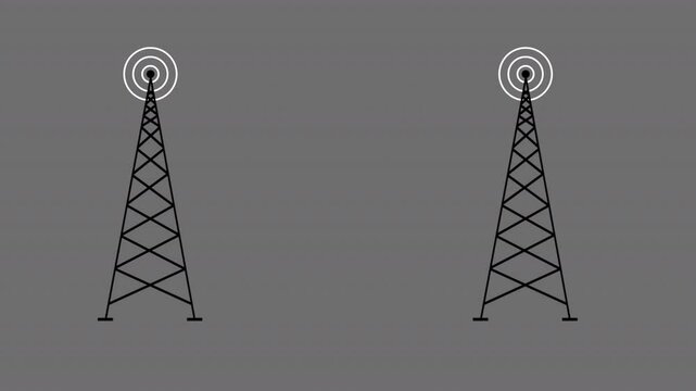  tower  signal waves animation, radio tower emitting harmful signal waves, Radio waves connective network and signal waves.