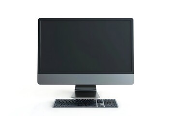 Fototapeta premium Workplace with computer isolated on white background