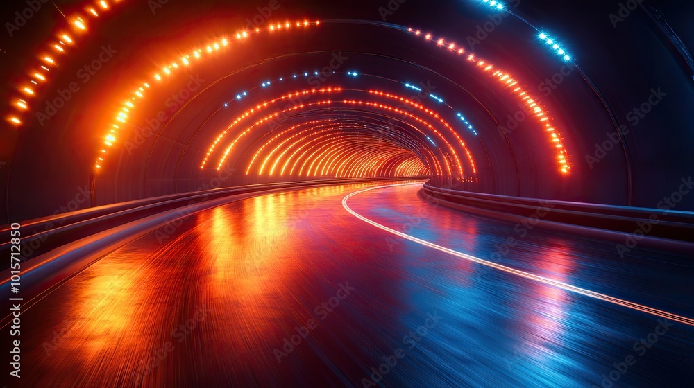 Wall mural a high-speed panoramic abstract background illustrating light technology and motion concepts.