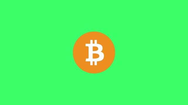 Logo Bitcoin Popup on Green Screen Background, 1920x1080 size, Green Screen, Frame rate 30fps, Duration 0:08