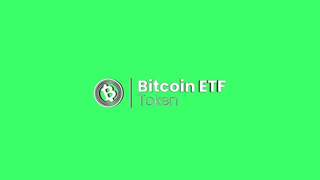 Logo bitcoin ETF token Popup on Green Screen Background, 1920x1080 size, Green Screen, Frame rate 30fps, Duration 0:08