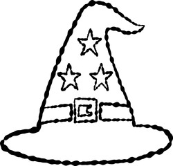 Hand Drawn Doodle Witch Hat Halloween Illustration
