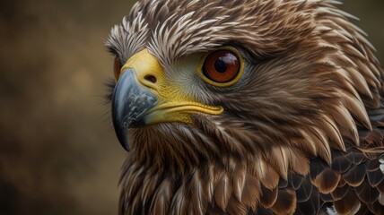 Fototapeta premium A close-up portrait of a majestic eagle with sharp eyes and a powerful beak.