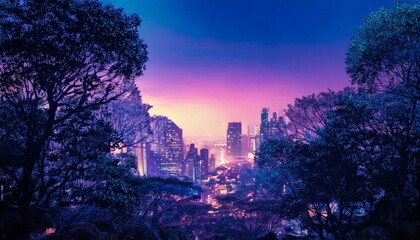 Obraz premium Natural Fusion: Futuristic City Reclaimed by Nature