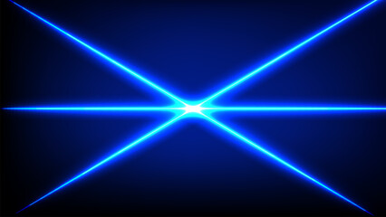 Glowing blue line laser with dynamic light effects for abstract background