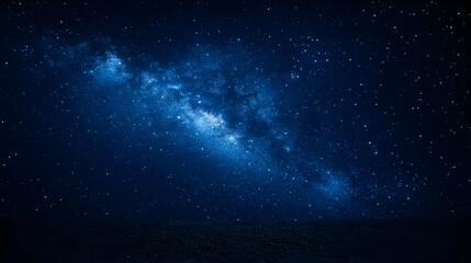 Fototapeta premium A Stunning Night Sky with the Milky Way Galaxy Shining Brightly Above a Dark Ground
