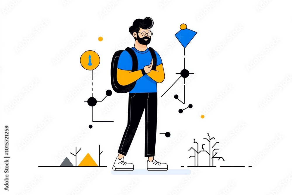 Aufkleber simple minimalist icon of a person prioritizing self-interest, with clean lines and geometric shapes