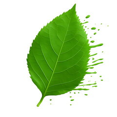 A vibrant green leaf, showcasing intricate veins, isolated on a white background, symbolizing nature and growth.