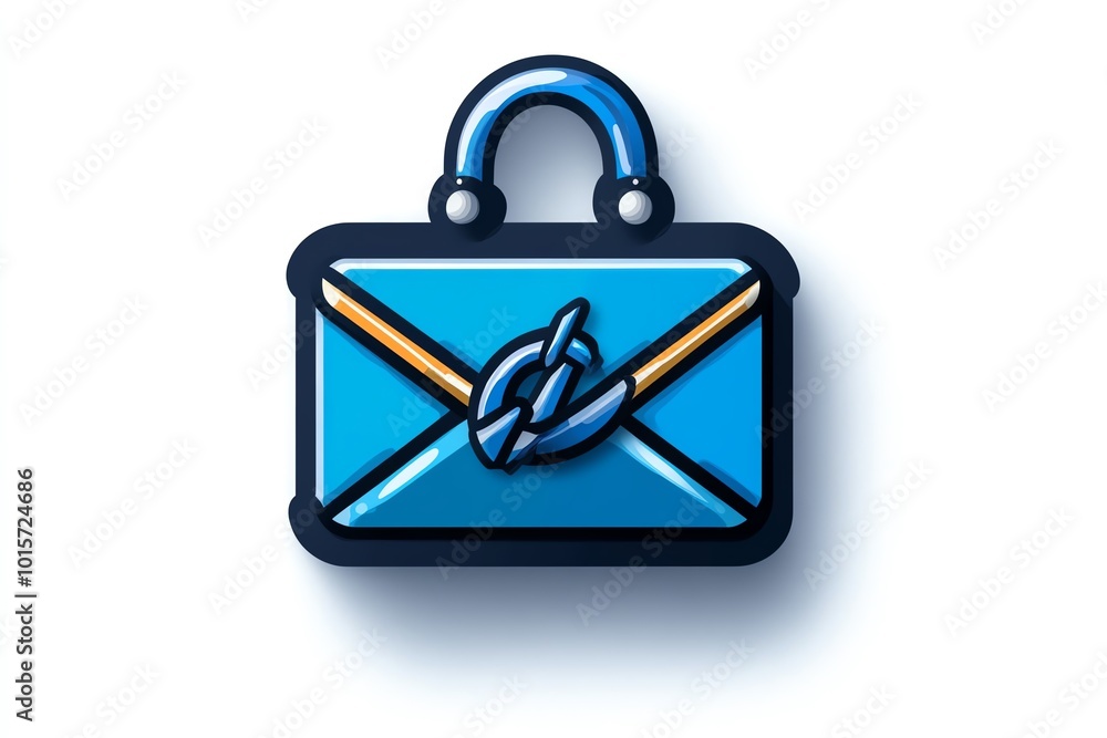 Aufkleber simple phishing icon showing a hooked envelope, drawn with minimal lines and bold colors to symboliz