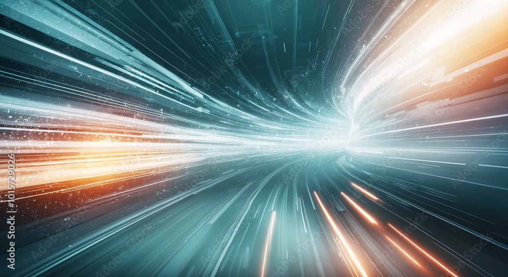 Poster the speed of innovation: abstract digital tunnel depicting the rapid pace of technological advanceme